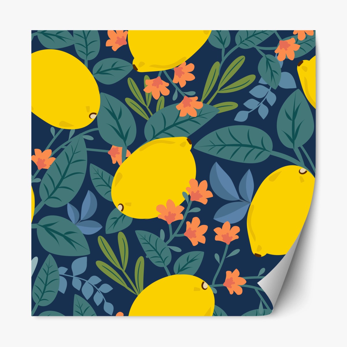 Repositionierbarer Aufkleber leuchtendes botanisches zitronenmuster – Wallnifity®