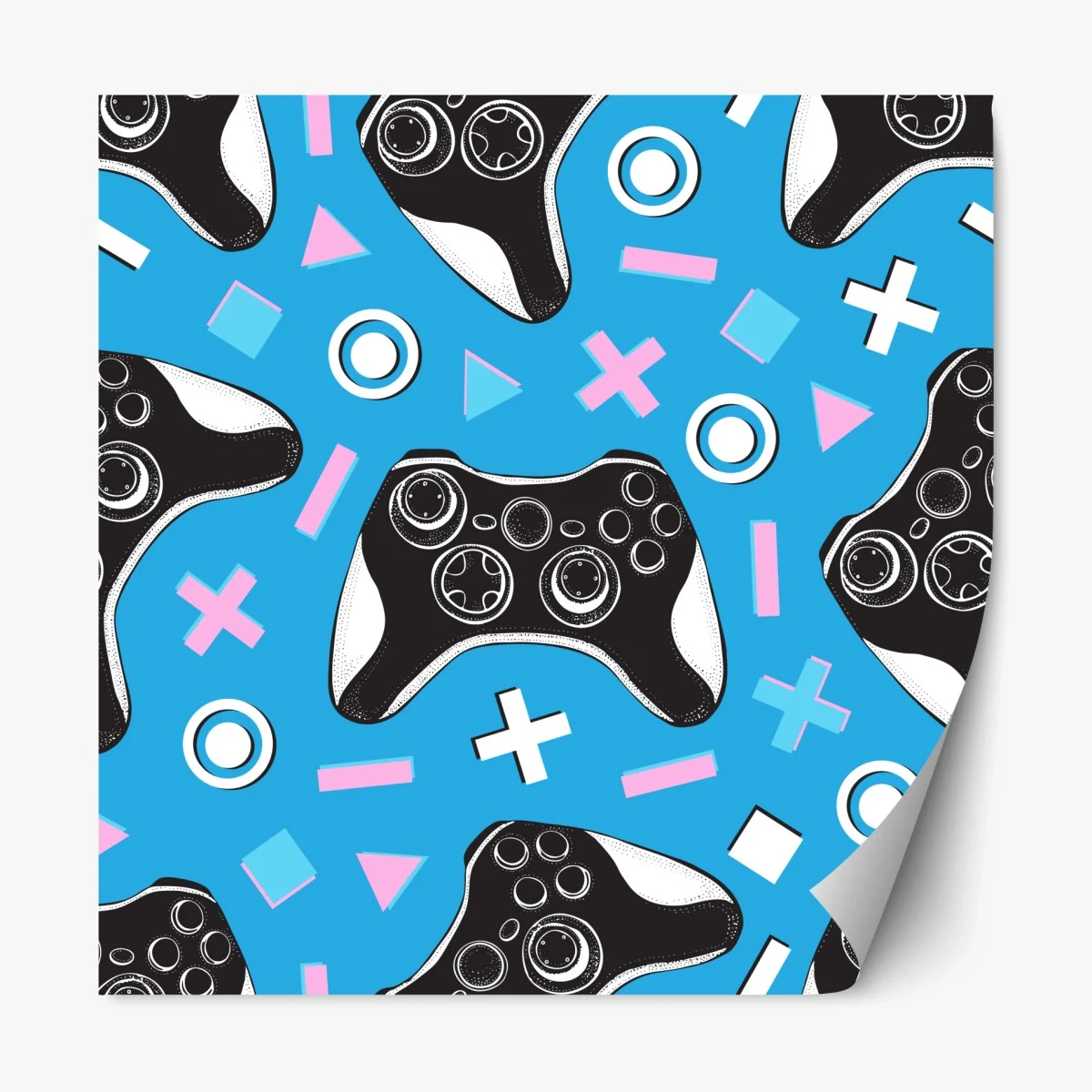 Repositionierbarer Aufkleber muster mit gamecontrollern auf blauem hintergrund – Wallnifity® Repositionierbarer Aufkleber muster mit gamecontrollern auf blauem hintergrund – Wallnifity®