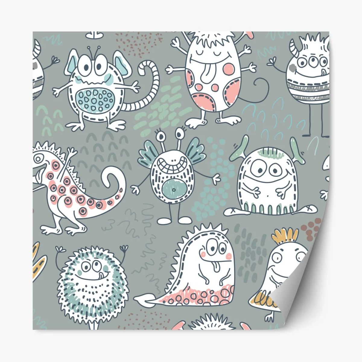 Repositionierbarer Aufkleber verspieltes pastellmonster-muster – Wallnifity® Repositionierbarer Aufkleber verspieltes pastellmonster-muster – Wallnifity®