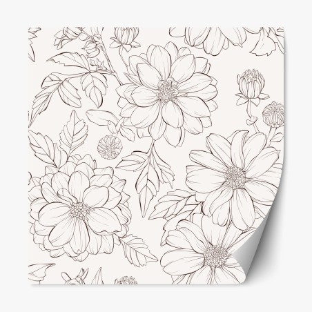 Repositionierbarer Aufkleber zartes botanisches blumenmuster – Wallnifity®