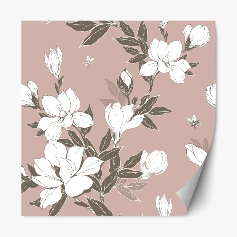 Repositionierbarer Aufkleber zartes magnolienmuster