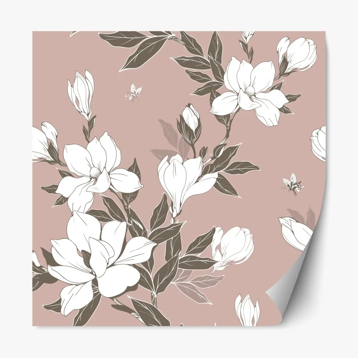 Repositionierbarer Aufkleber zartes magnolienmuster – Wallnifity®