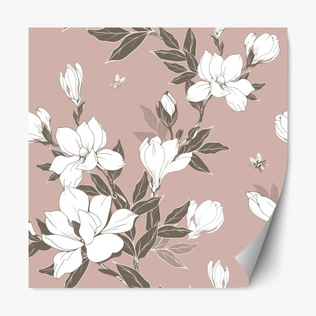 Repositionierbarer Aufkleber zartes magnolienmuster – Wallnifity®