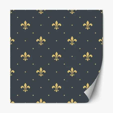 Repositionierbarer Aufkleber goldenes lilienmuster auf dunklem hintergrund – Wallnifity®