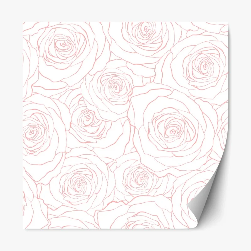 Repositionierbarer Aufkleber zartes muster rosa rosen – Wallnifity®