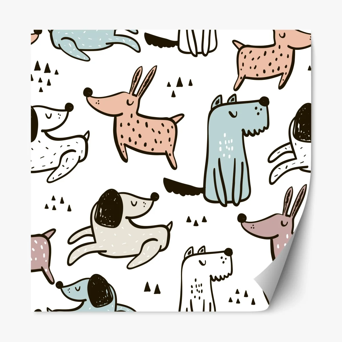 Repositionierbarer Aufkleber verspieltes pastell hunde muster – Wallnifity® Repositionierbarer Aufkleber verspieltes pastell hunde muster – Wallnifity®