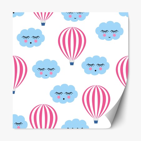 Repositionierbarer Aufkleber pastellwolken und luftballons muster – Wallnifity®