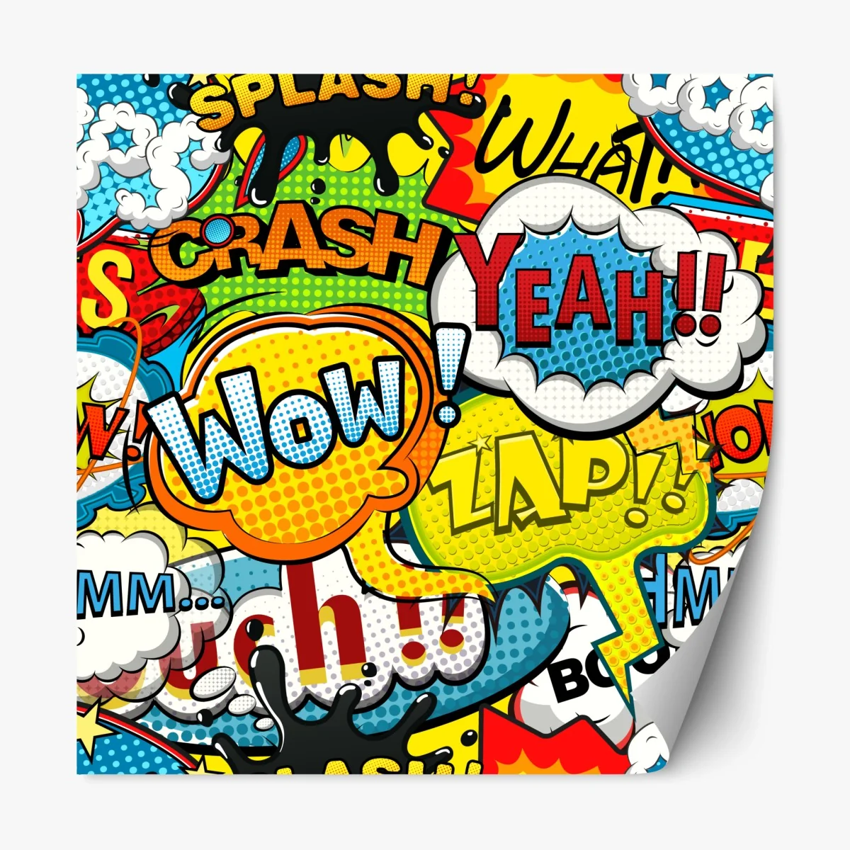 Repositionierbarer Aufkleber bunte comic pop-art-collage – Wallnifity® Repositionierbarer Aufkleber bunte comic pop-art-collage – Wallnifity®