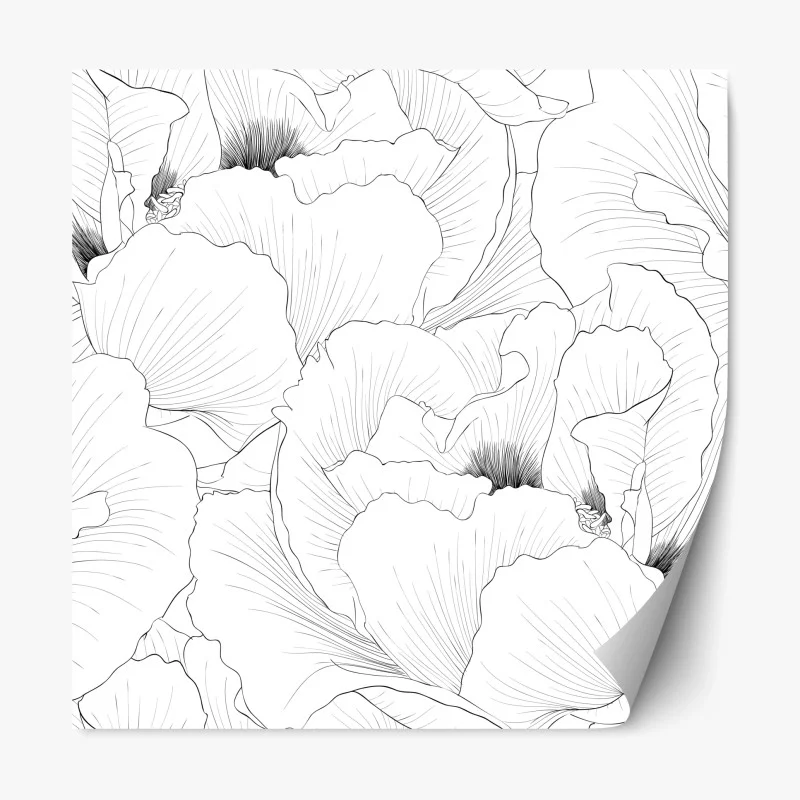 Repositionierbarer Aufkleber feine botanische linienzeichnung mit blumen
