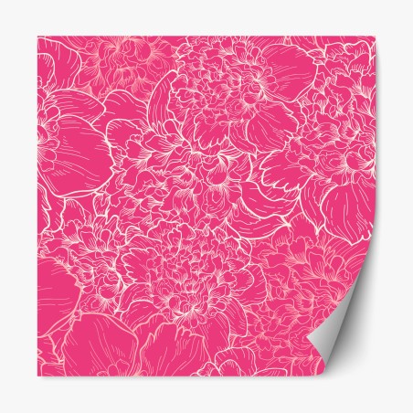 Repositionierbarer Aufkleber leuchtendes rosa pfingstrosenmuster – Wallnifity®