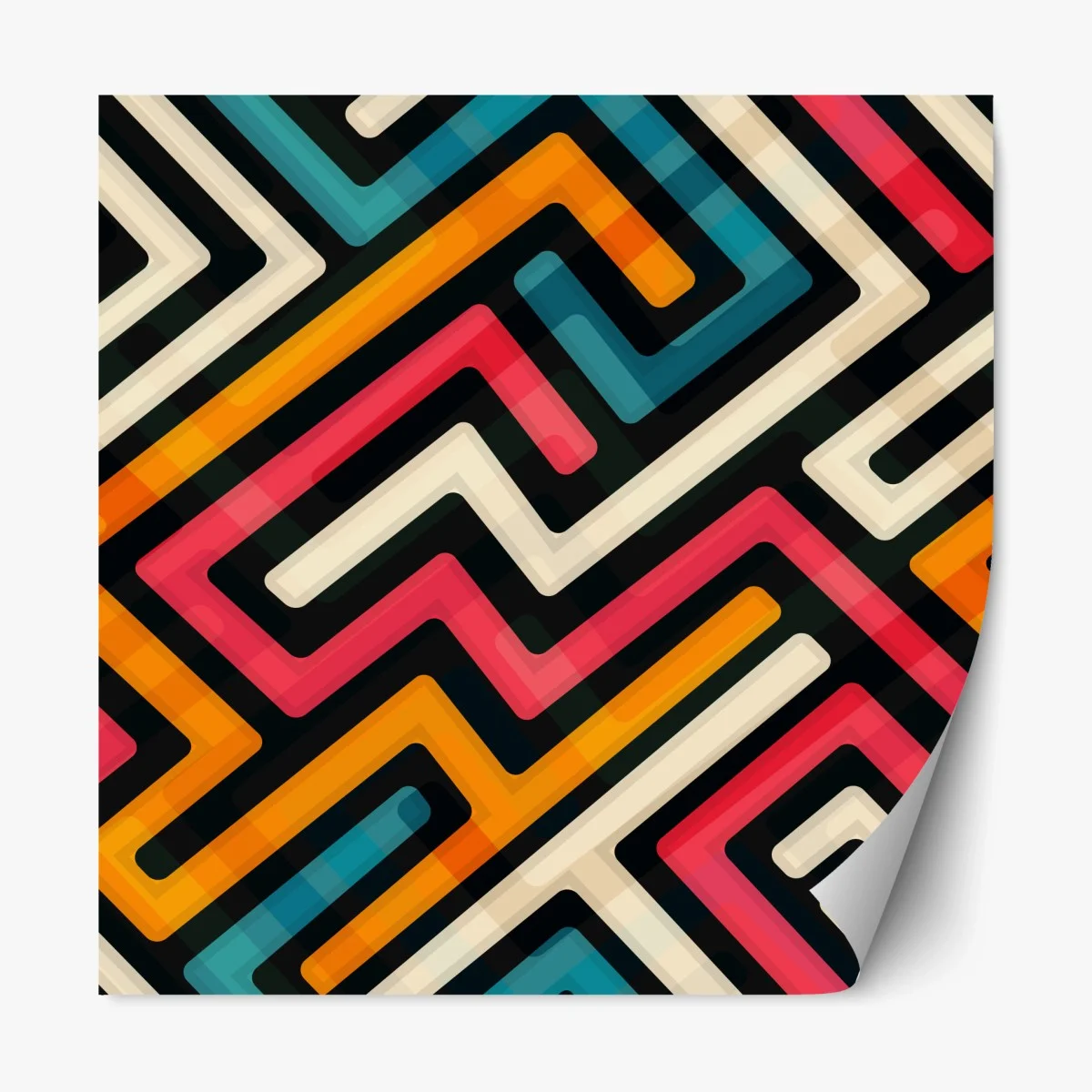 Repositionierbarer Aufkleber buntes geometrisches labyrinthmuster – Wallnifity® Repositionierbarer Aufkleber buntes geometrisches labyrinthmuster – Wallnifity®