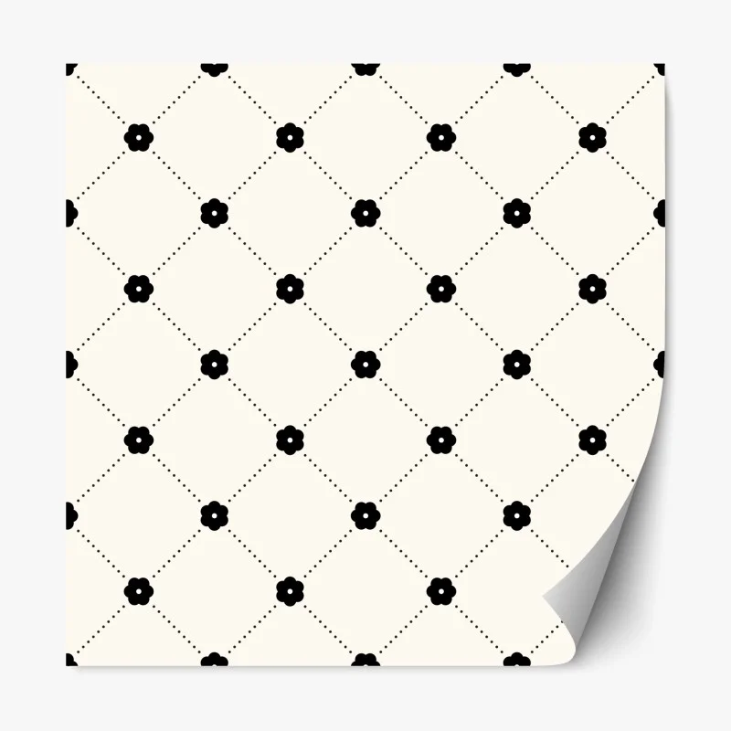 Repositionierbarer Aufkleber minimalistisches schwarzes blumen-rautenmuster