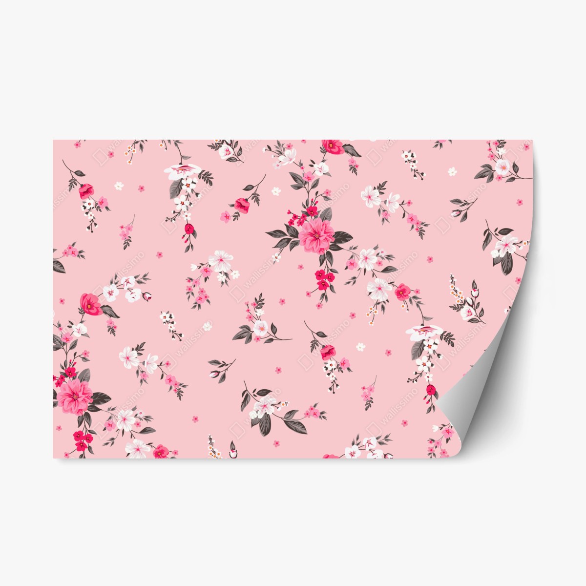 Repositionierbarer Aufkleber zartes rosa blumenmuster – Wallnifity®