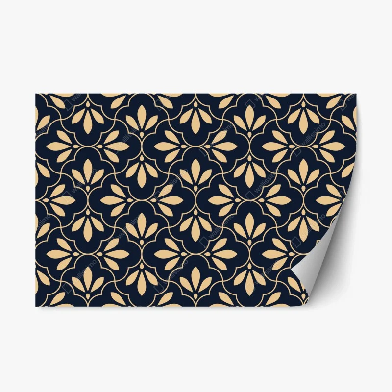Repositionierbarer Aufkleber marineblau-beige ornament