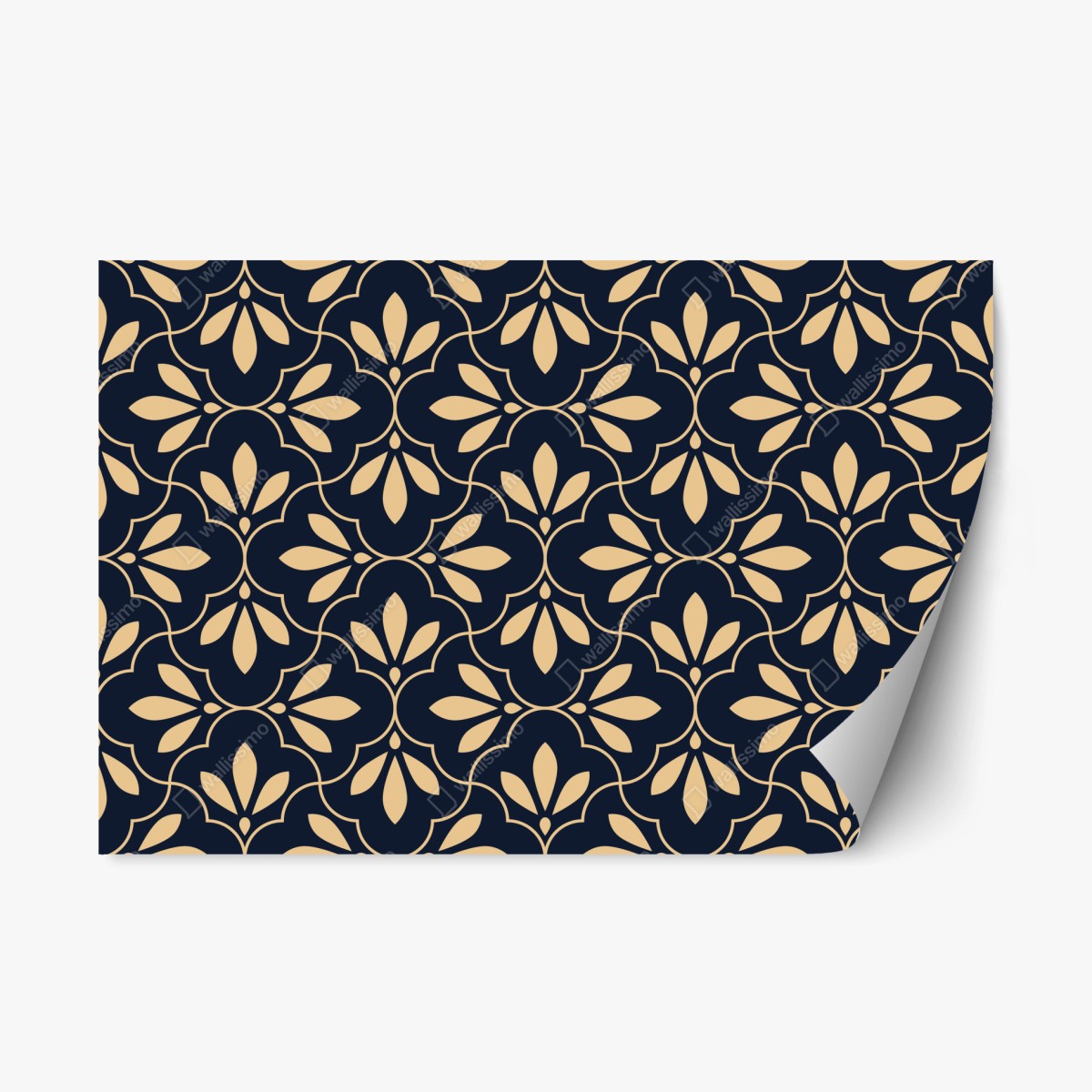 Repositionierbarer Aufkleber marineblau-beige ornament – Wallnifity®