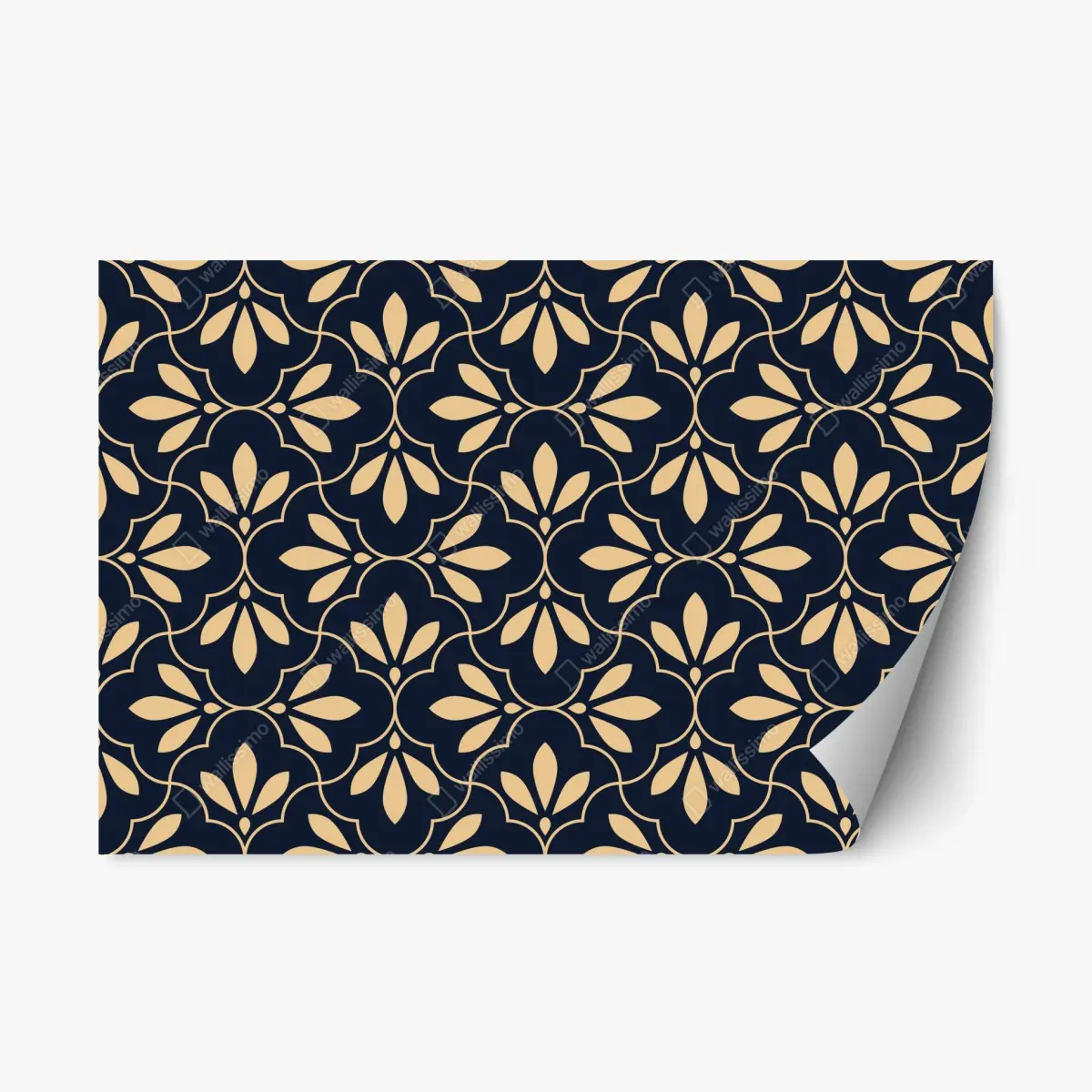 Repositionierbarer Aufkleber marineblau-beige ornament – Wallnifity®