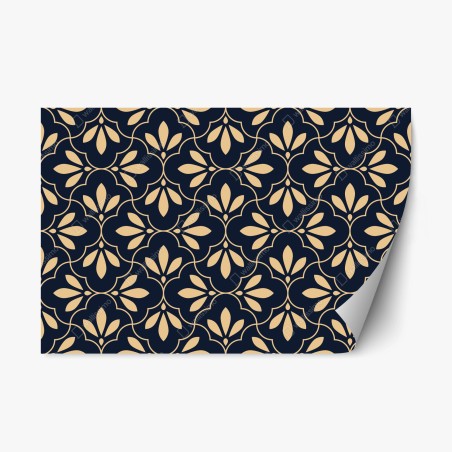 Repositionierbarer Aufkleber marineblau-beige ornament – Wallnifity®