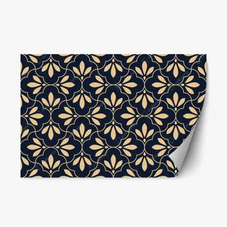 Repositionierbarer Aufkleber marineblau-beige ornament – Wallnifity®
