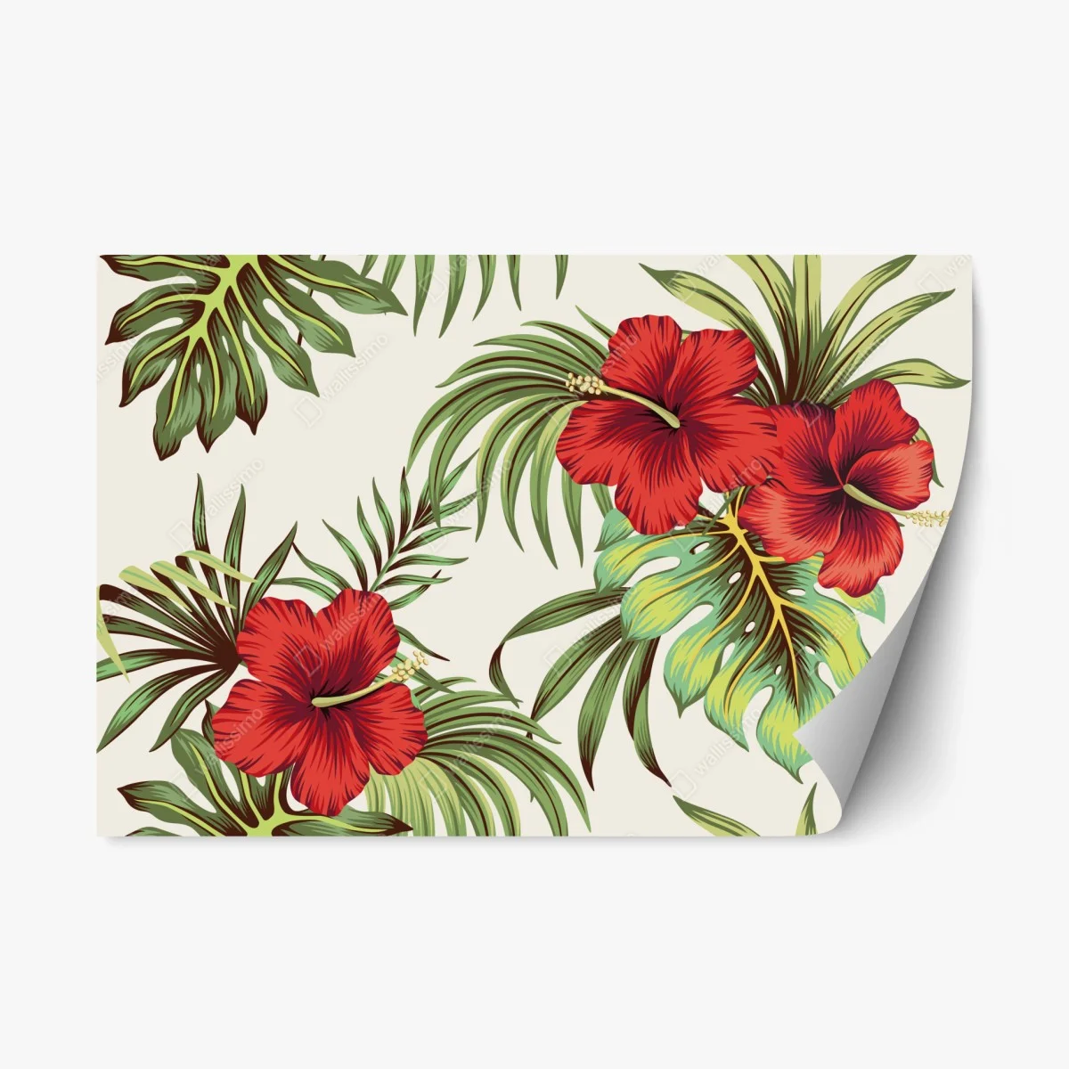 Repositionierbarer Aufkleber tropisches hibiskusmuster – Wallnifity® Repositionierbarer Aufkleber tropisches hibiskusmuster – Wallnifity®