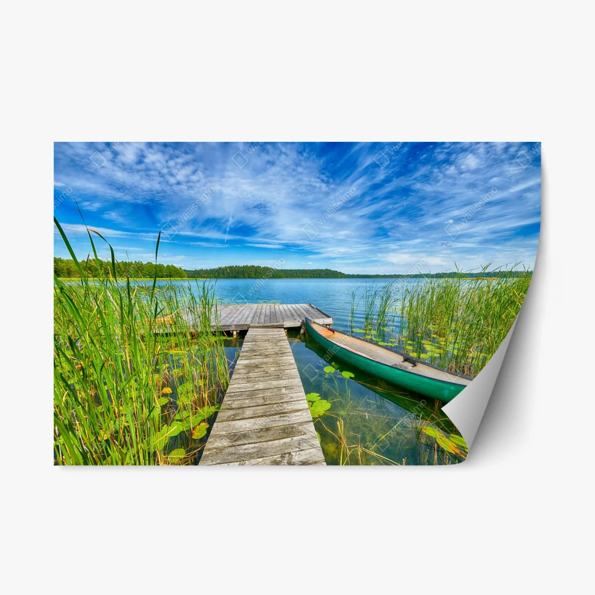 Repositionierbarer Aufkleber ruhiger sommersee in Masuren – Wallnifity® Repositionierbarer Aufkleber ruhiger sommersee in Masuren – Wallnifity®