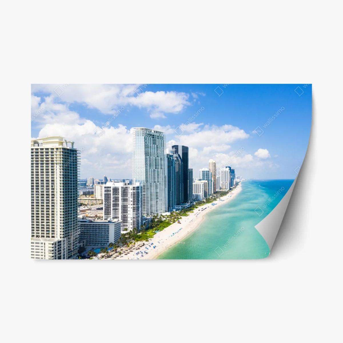Repositionierbarer Aufkleber türkisfarbene strand-skyline – Wallnifity® Repositionierbarer Aufkleber türkisfarbene strand-skyline – Wallnifity®