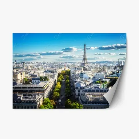 Repositionierbarer Aufkleber panorama von Paris mit dem Eiffelturm – Wallnifity®