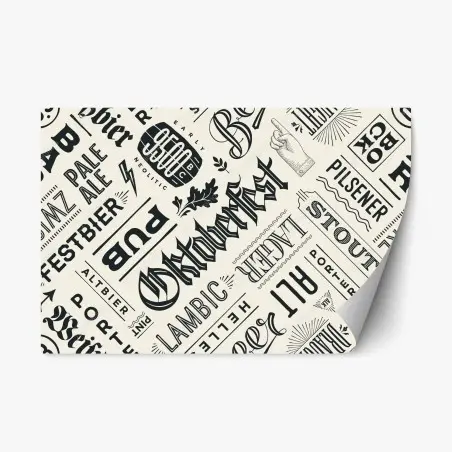 Repositionierbarer Aufkleber vintage bier etiketten typografie muster – Wallnifity®
