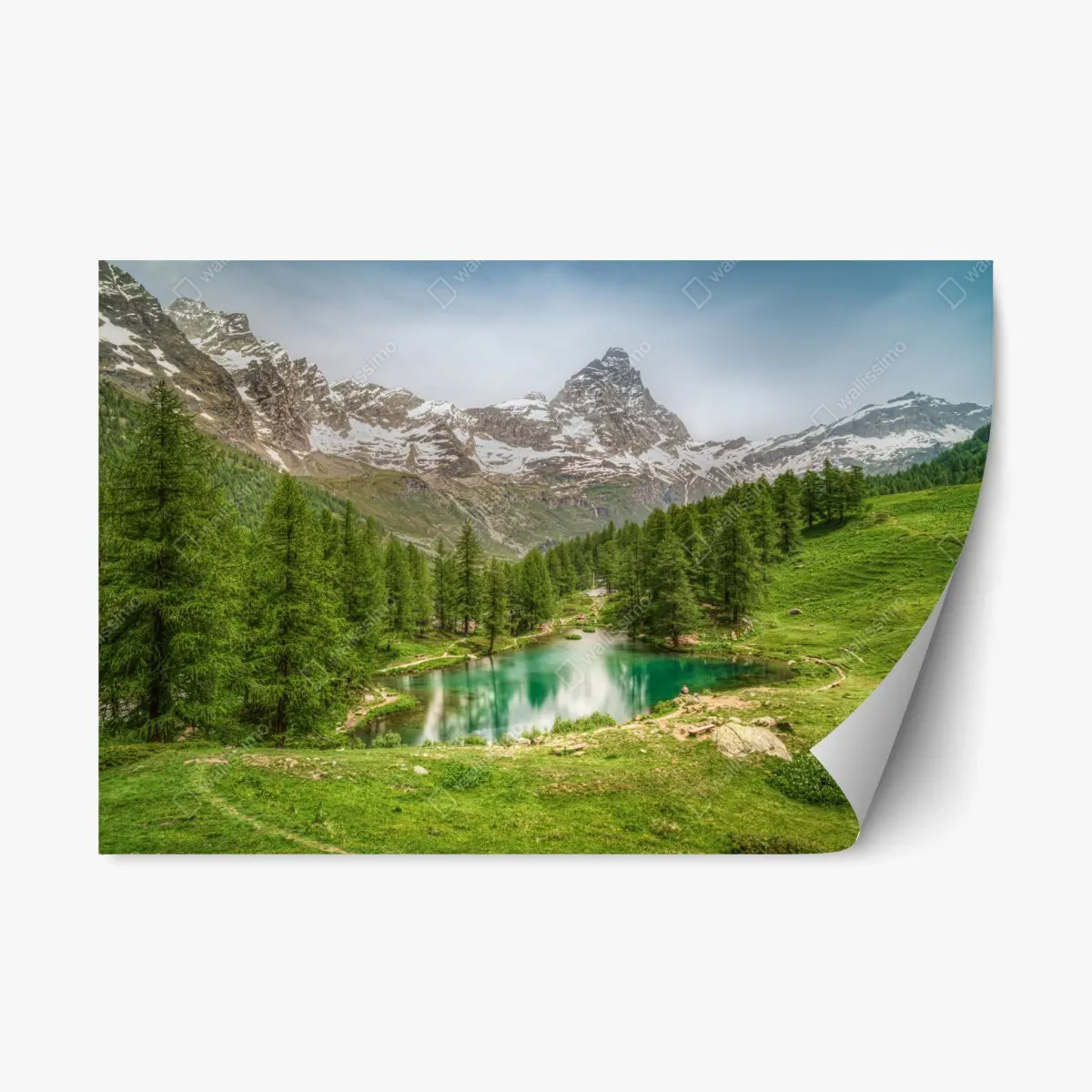 Repositionierbarer Aufkleber türkisfarbener alpensee bei Cervinia – Wallnifity®