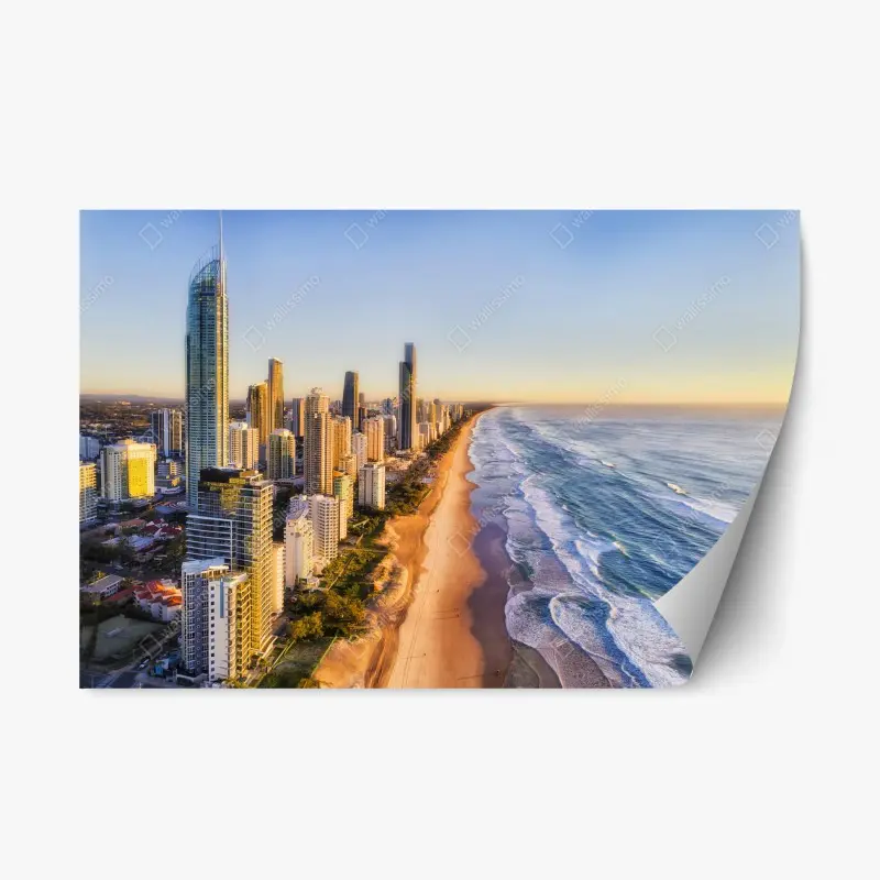 Repositionierbarer Aufkleber sonnenaufgang über Surfers Paradise skyline