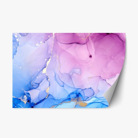 Repositionierbarer Aufkleber rosa und blaue marmorierte abstraktion – Wallnifity®
