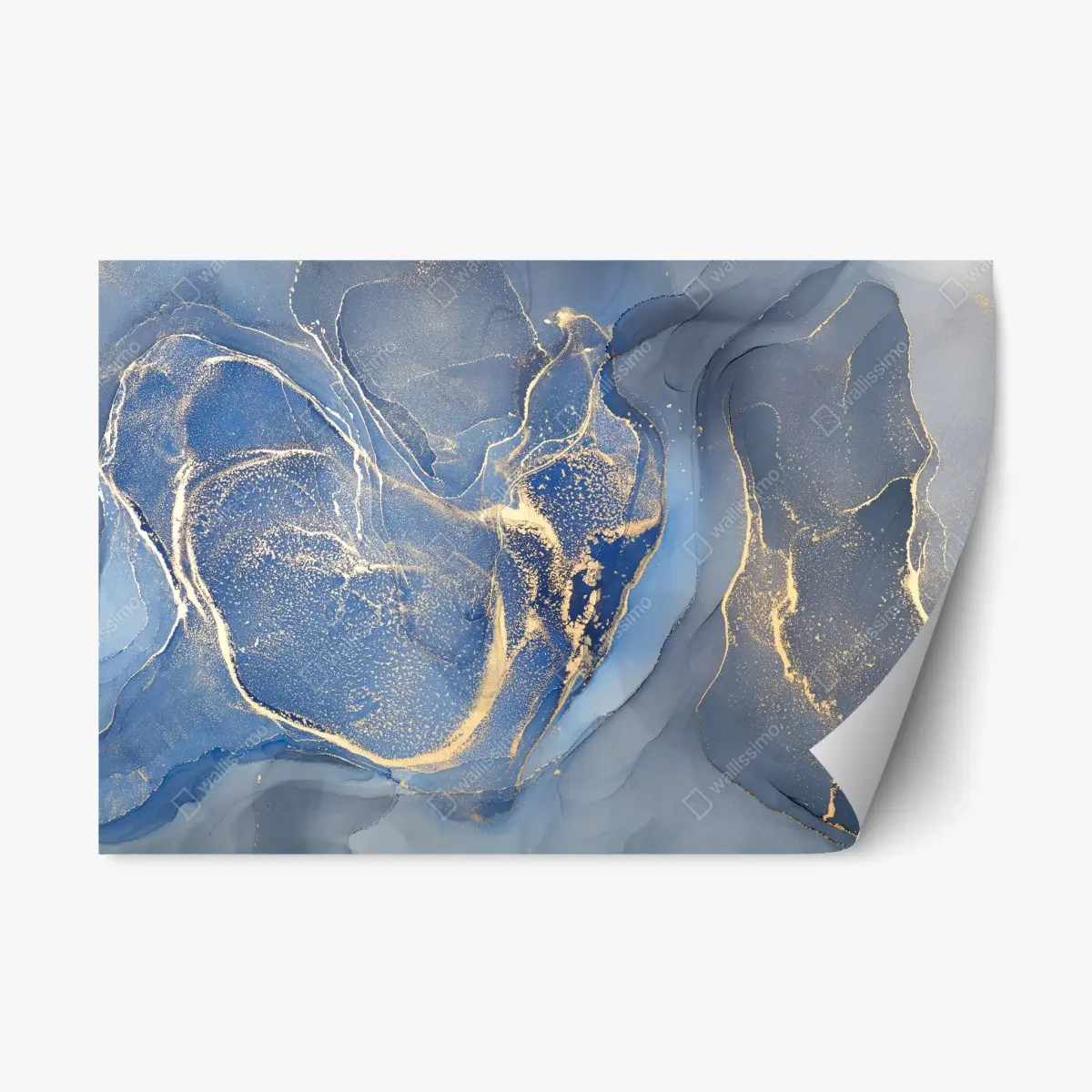 Repositionierbarer Aufkleber ozeanblauer marmor mit goldenen adern – Wallnifity®