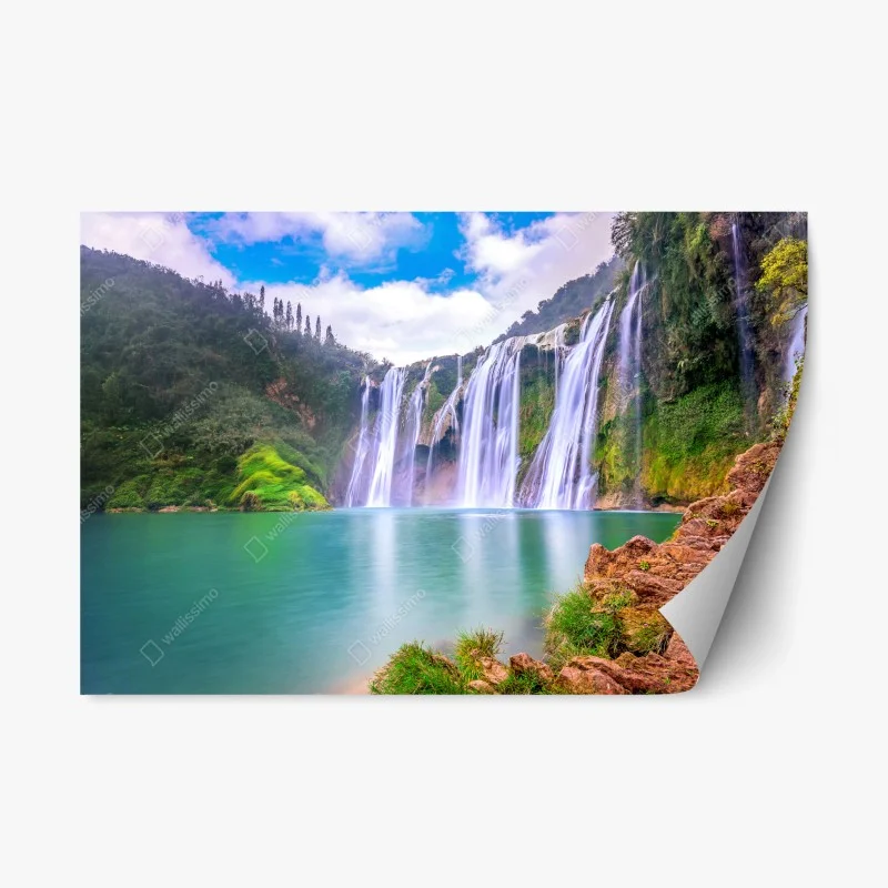Repositionierbarer Aufkleber wasserfall Jiulong in Luoping – Wallnifity®