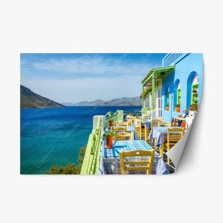 Repositionierbarer Aufkleber sonnige terrasse am Mittelmeer – Wallnifity®