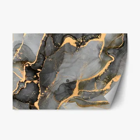 Repositionierbarer Aufkleber rauchiger grauer marmor mit goldenen adern – Wallnifity®