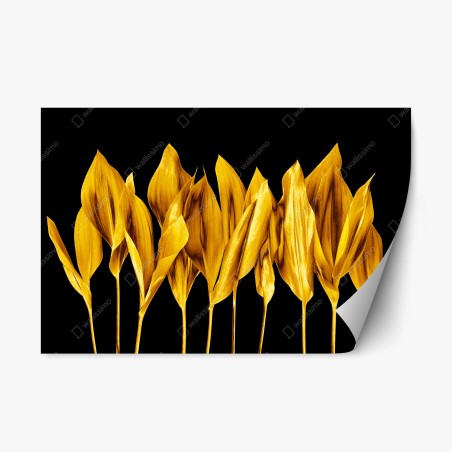 Repositionierbarer Aufkleber goldene blätter auf schwarzem hintergrund – Wallnifity®