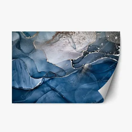 Repositionierbarer Aufkleber tiefblauer marmor abstrakt – Wallnifity®