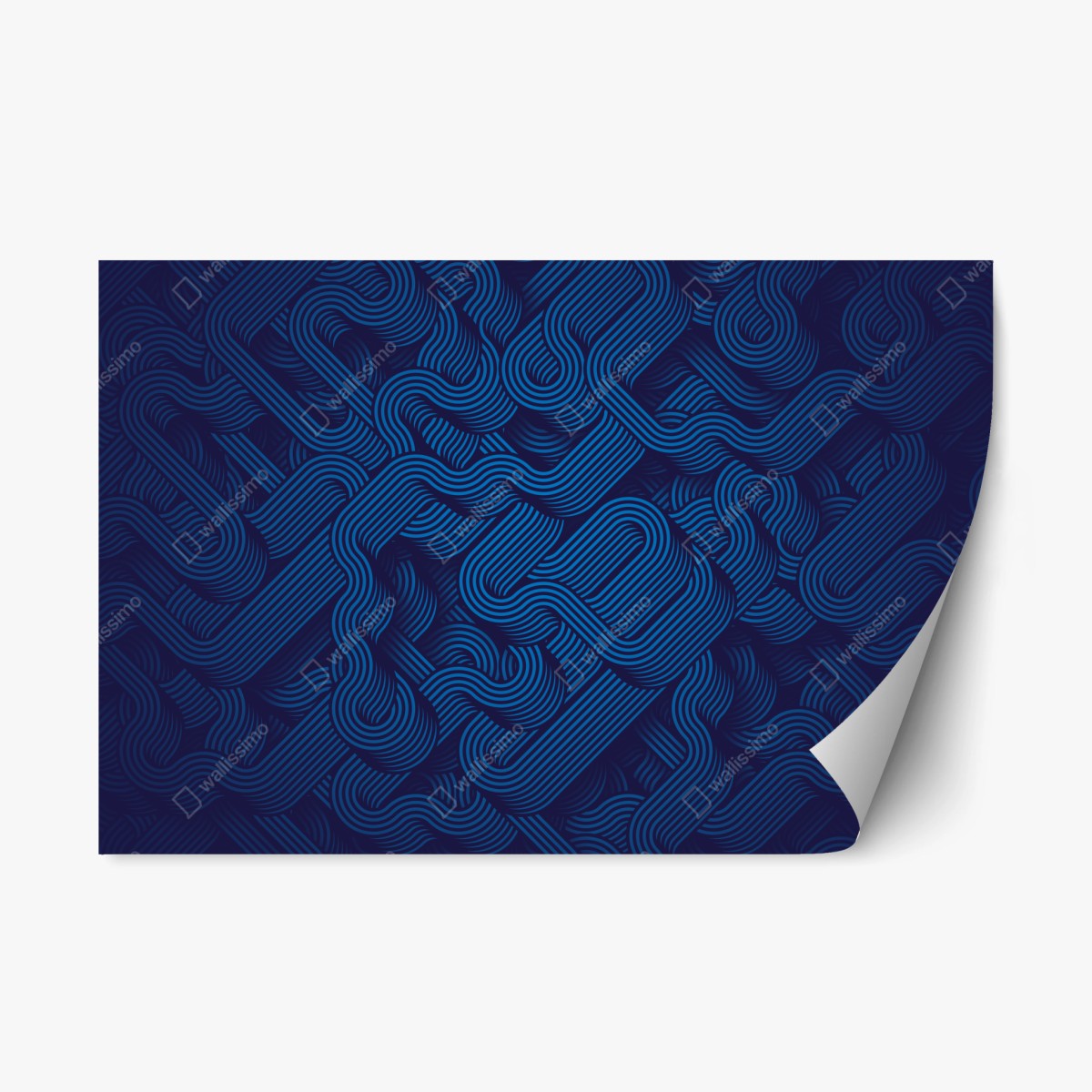 Repositionierbarer Aufkleber tiefblaues abstraktes linienmuster – Wallnifity®