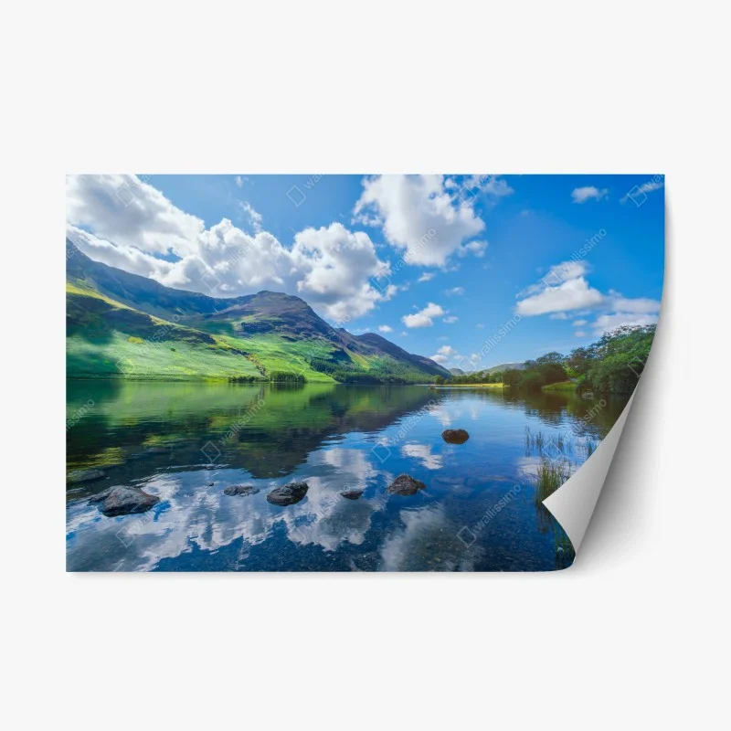 Repositionierbarer Aufkleber ruhige bergspiegelungen im Lake District