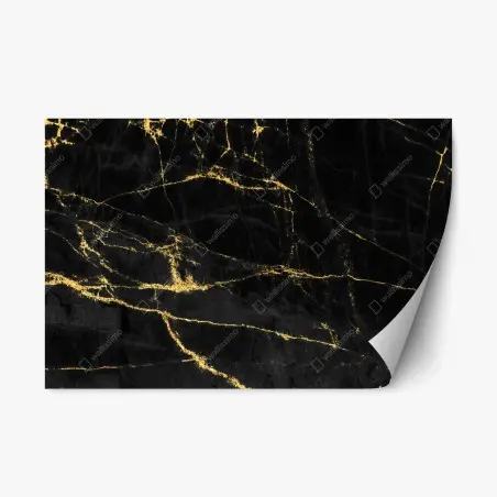 Repositionierbarer Aufkleber schwarzer marmor mit goldenen adern – Wallnifity®