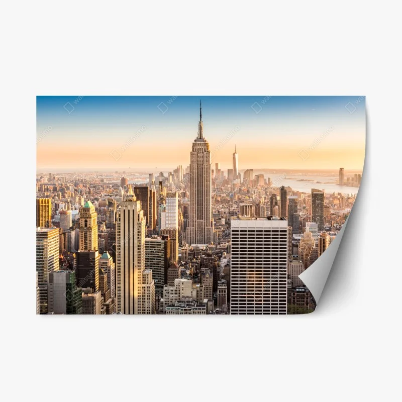 Repositionierbarer Aufkleber New York skyline bei goldenem licht