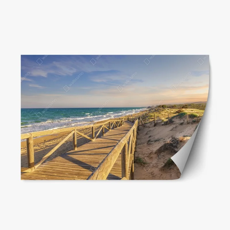 Repositionierbarer Aufkleber hölzerner steg zum strand von Guardamar