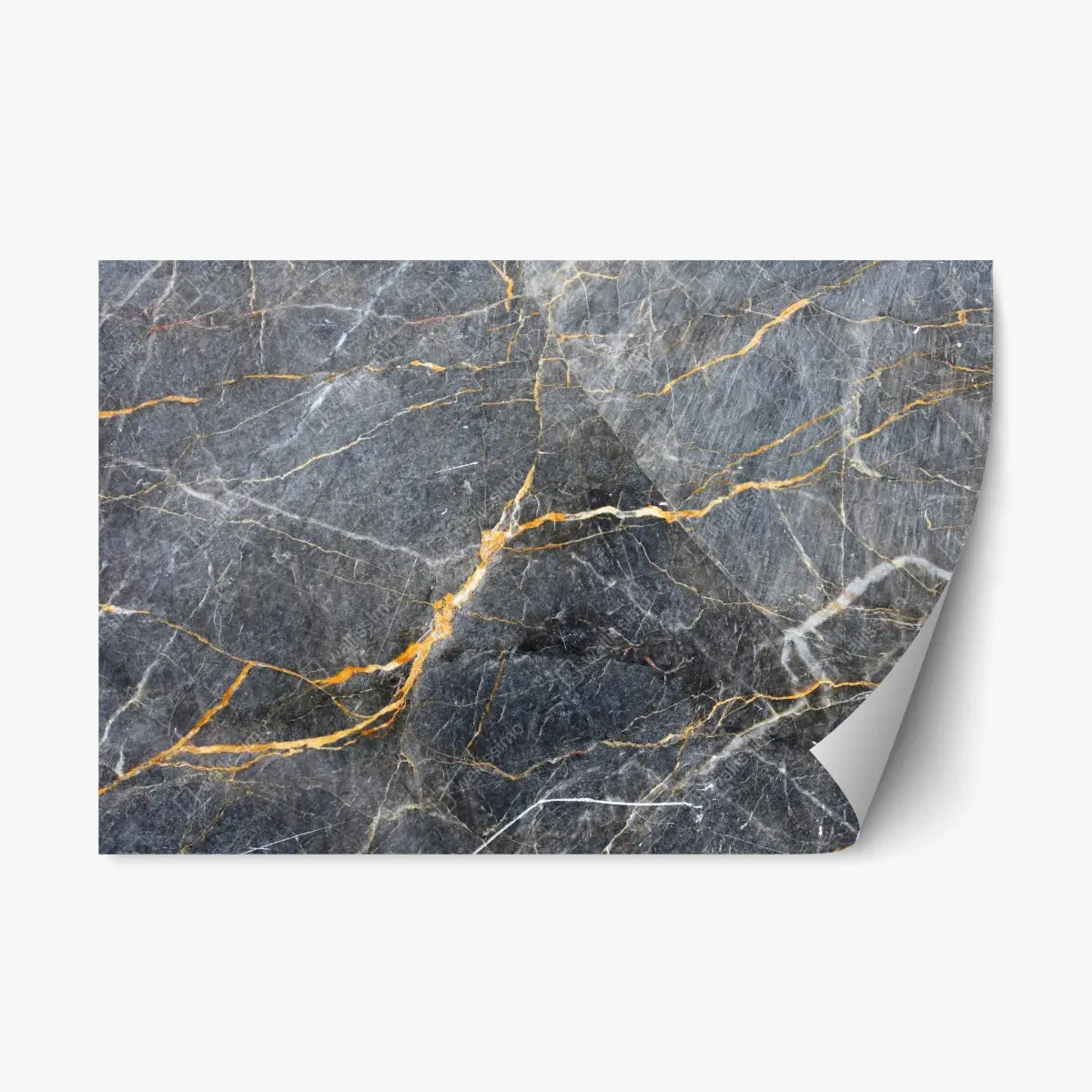 Repositionierbarer Aufkleber dunkelgrauer marmor mit goldenen adern – Wallnifity®