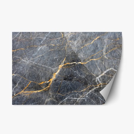 Repositionierbarer Aufkleber dunkelgrauer marmor mit goldenen adern – Wallnifity®
