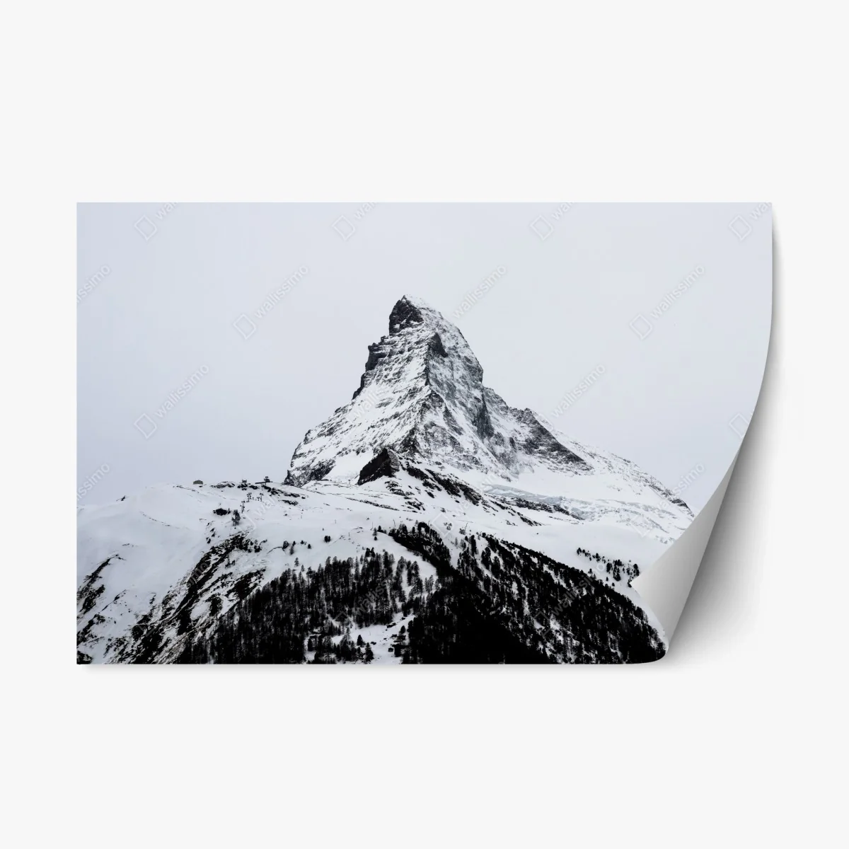Repositionierbarer Aufkleber einsamer schneebedeckter berggipfel – Wallnifity® Repositionierbarer Aufkleber einsamer schneebedeckter berggipfel – Wallnifity®