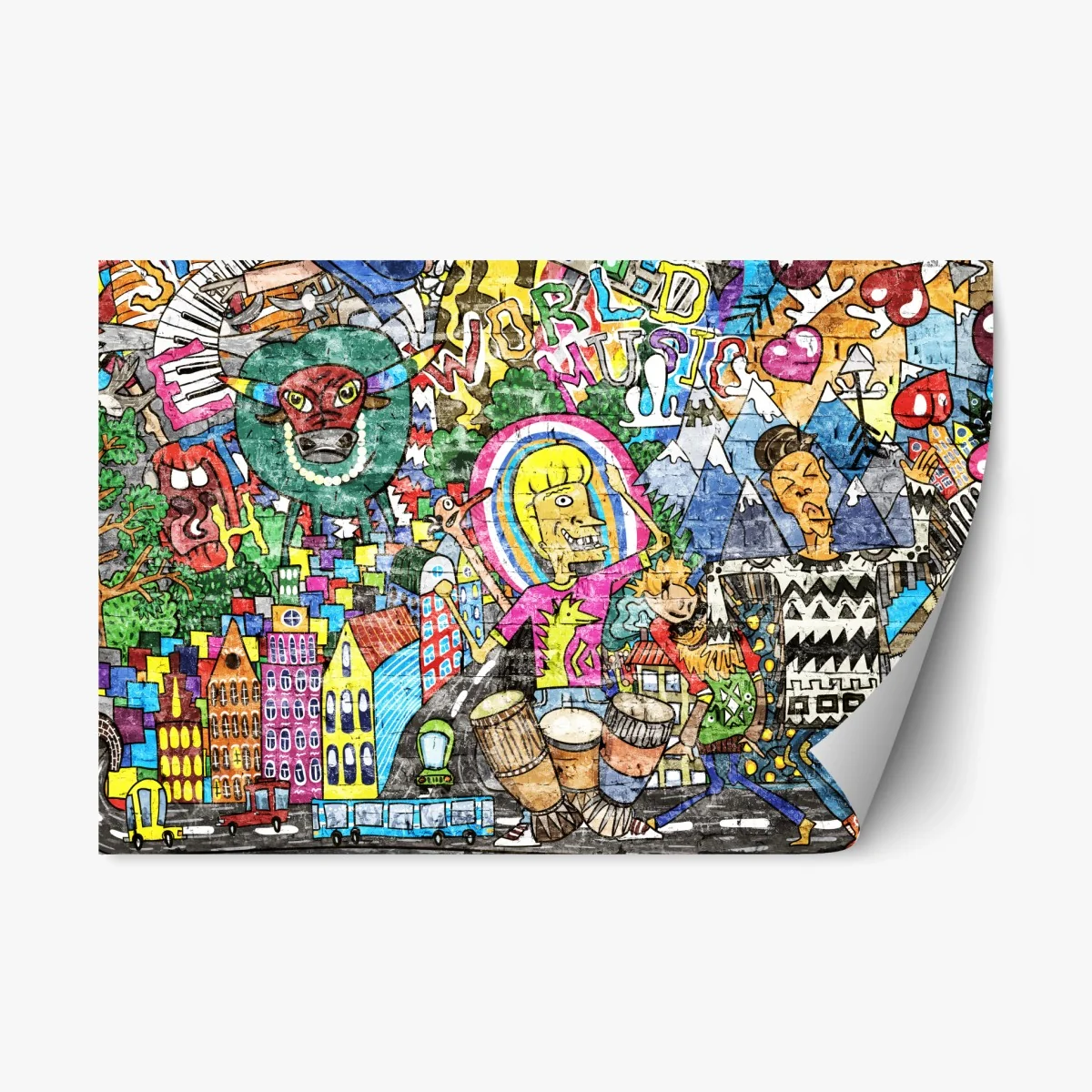 Repositionierbarer Aufkleber farbenfrohes graffiti-wandbild – Wallnifity® Repositionierbarer Aufkleber farbenfrohes graffiti-wandbild – Wallnifity®