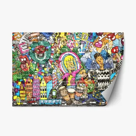 Repositionierbarer Aufkleber farbenfrohes graffiti-wandbild – Wallnifity®
