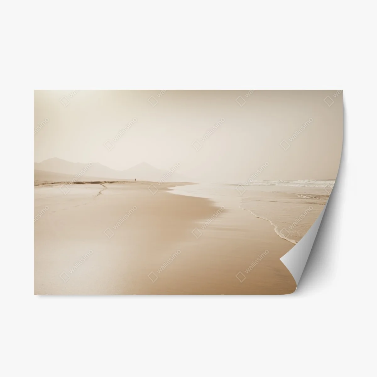 Repositionierbarer Aufkleber ruhiger sepia strand – Wallnifity® Repositionierbarer Aufkleber ruhiger sepia strand – Wallnifity®