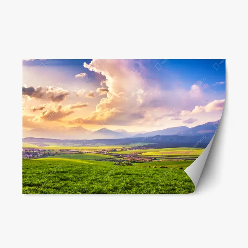 Repositionierbarer Aufkleber frühlingshafte panoramalandschaft der Tatra, Slowakei