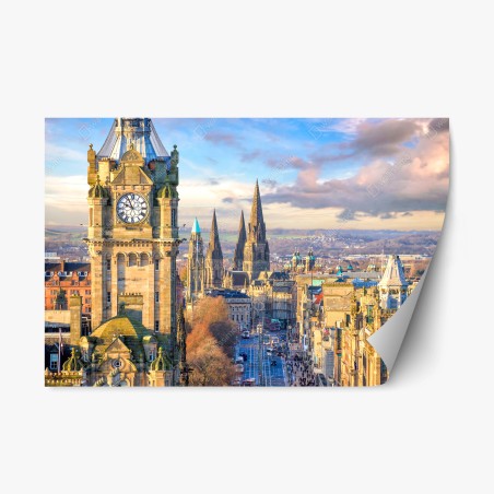 Repositionierbarer Aufkleber Edinburgh skyline mit schloss und uhrturm – Wallnifity®