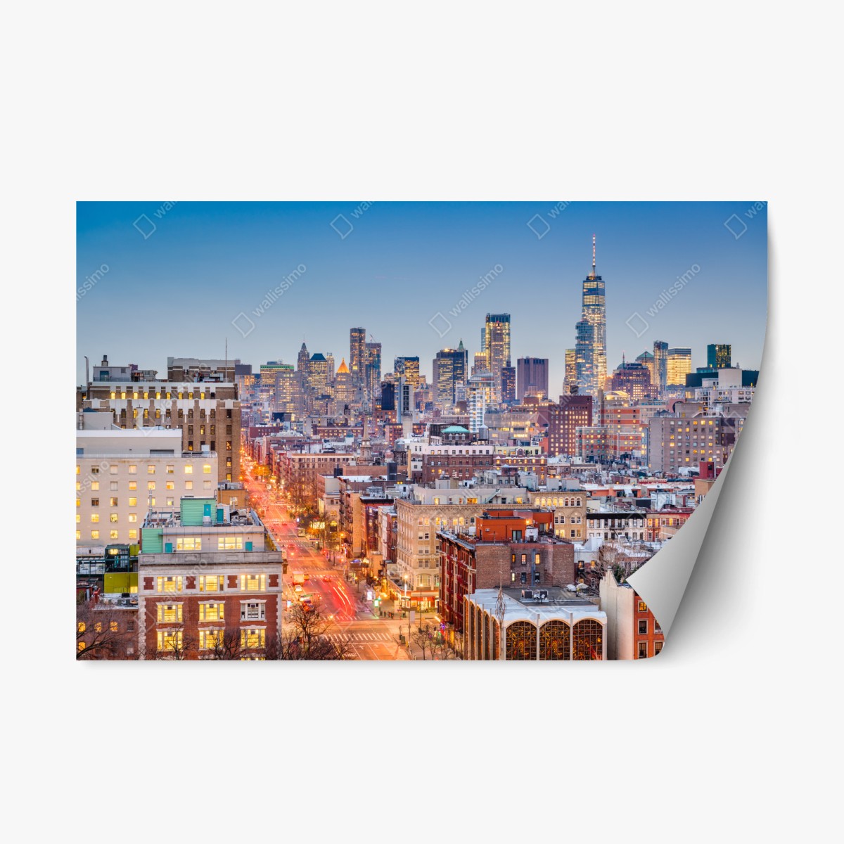 Repositionierbarer Aufkleber New York skyline bei dämmerung – Wallnifity®